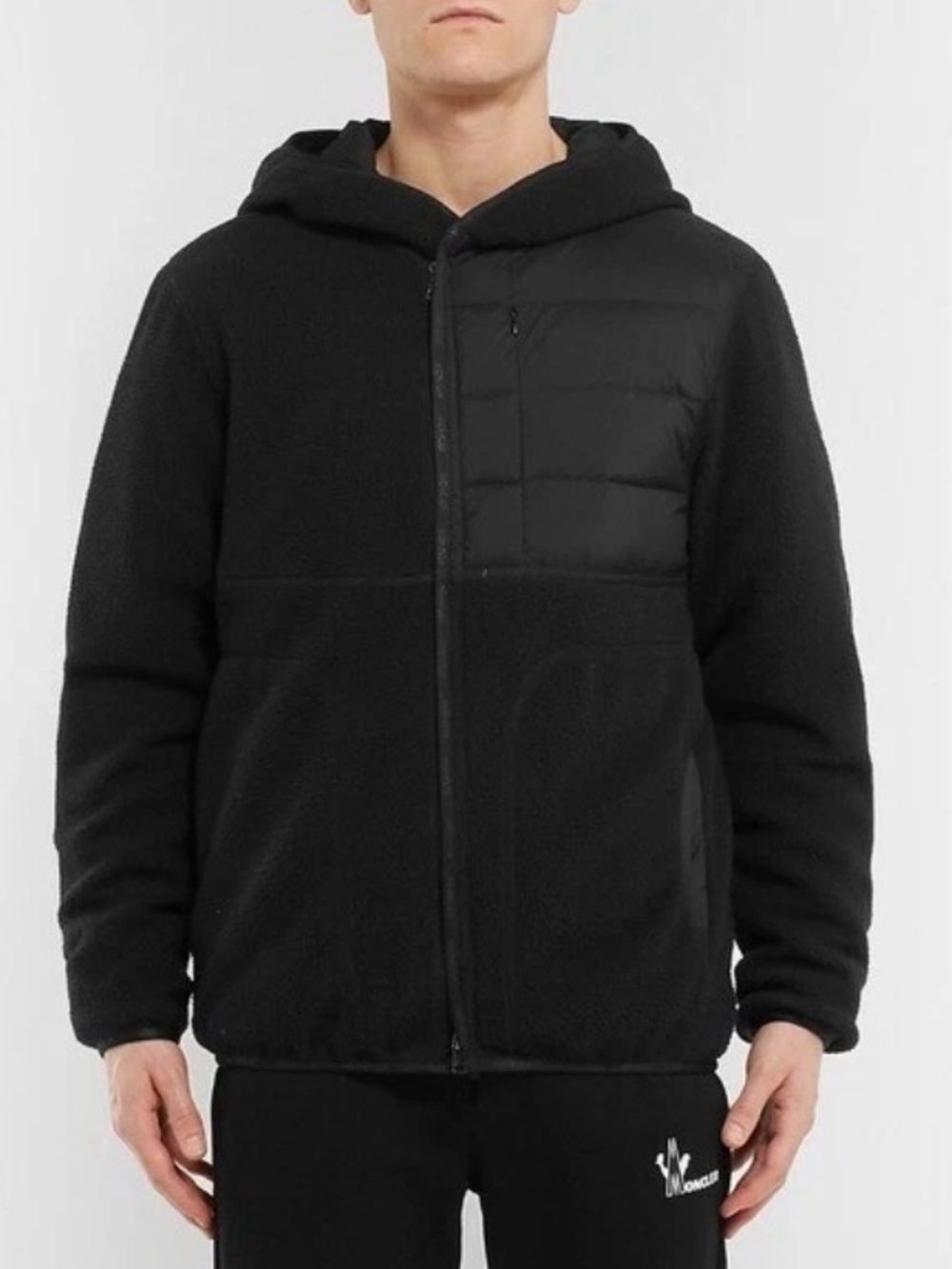 Moncler Feyder Panelled Fleece and Quilted Shell Hooded Down Jacket